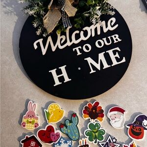 Black Welcome Home Sign with White Lettering